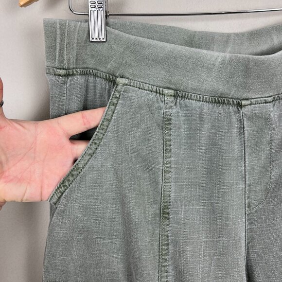 XCVI‎ Pants Womens Large Green Gino Ankle Slit Pull On Lyocell Cotton Pockets L - Picture 8 of 14